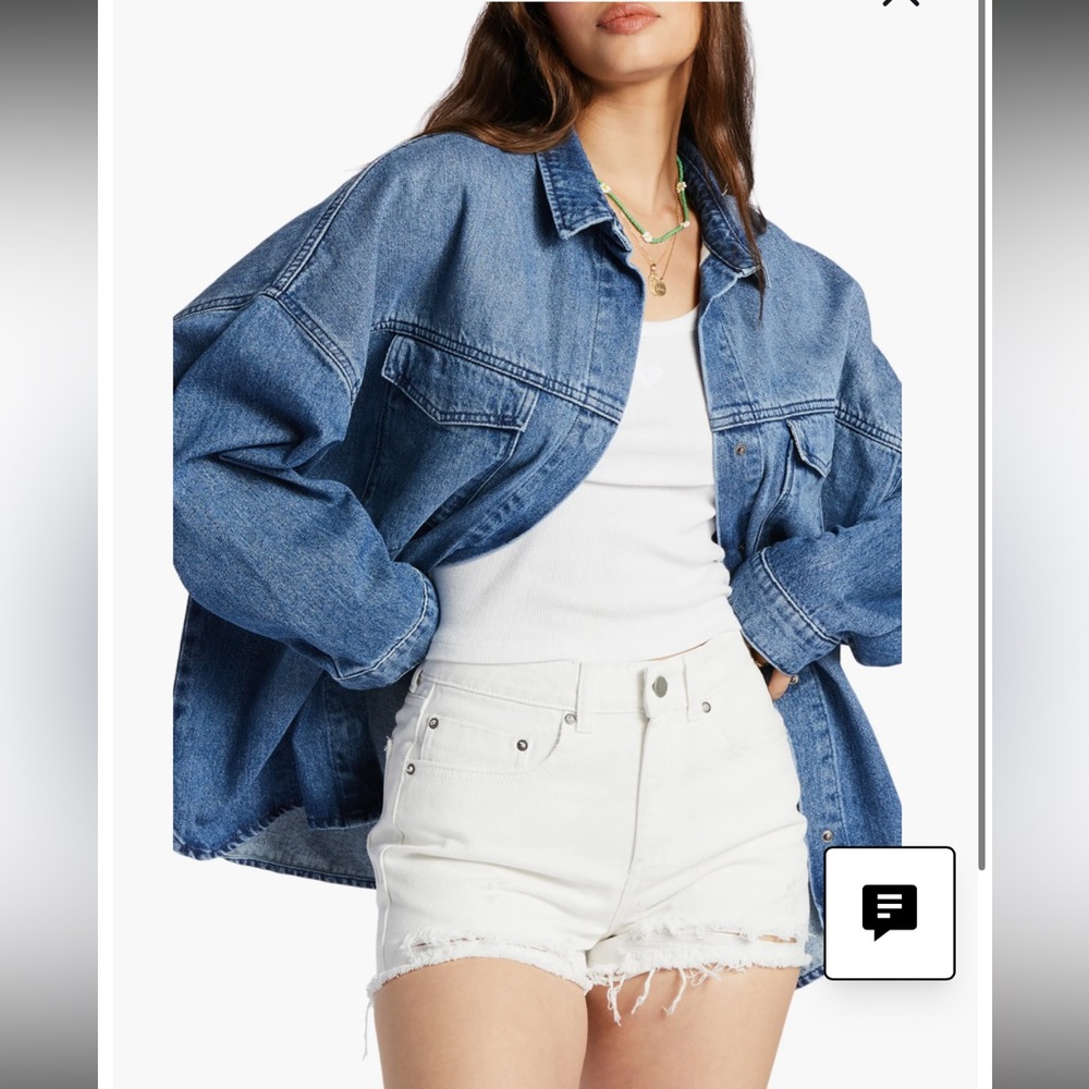 Women's Main Character Medium Blue Denim Jacket Roxy